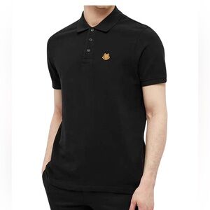 Men's Black Kenzo Tiger Crest Polo. Size M